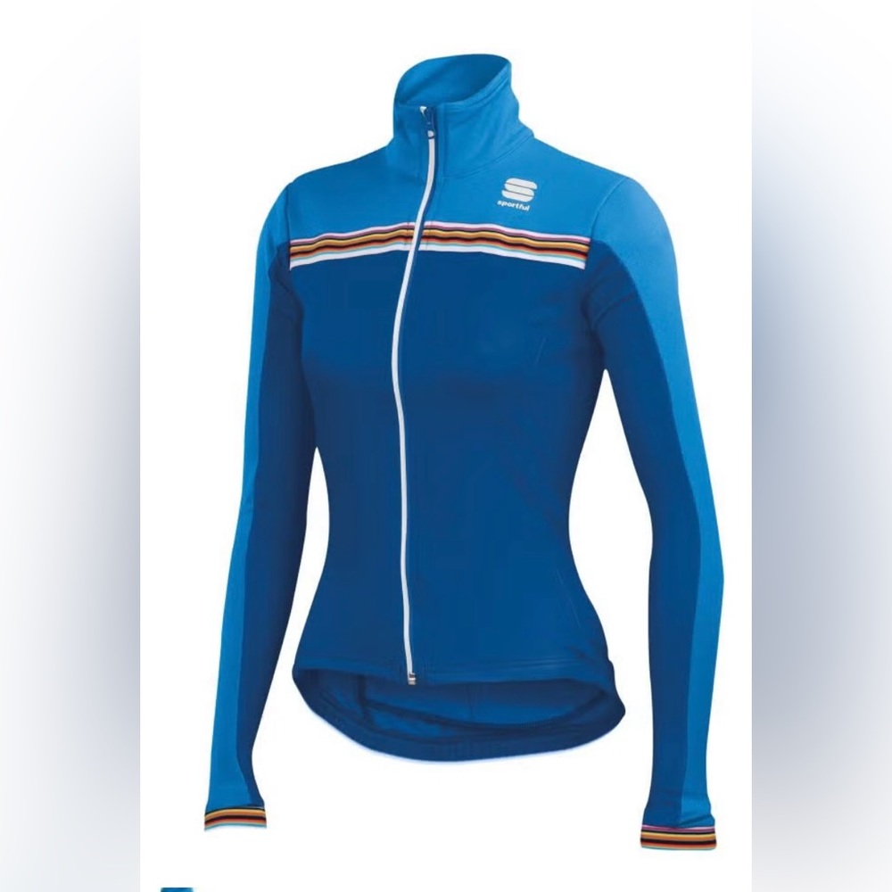 Sportful Women's Allure Thermal Jersey SZ Small - Marine Blue/Lemon/Cyan